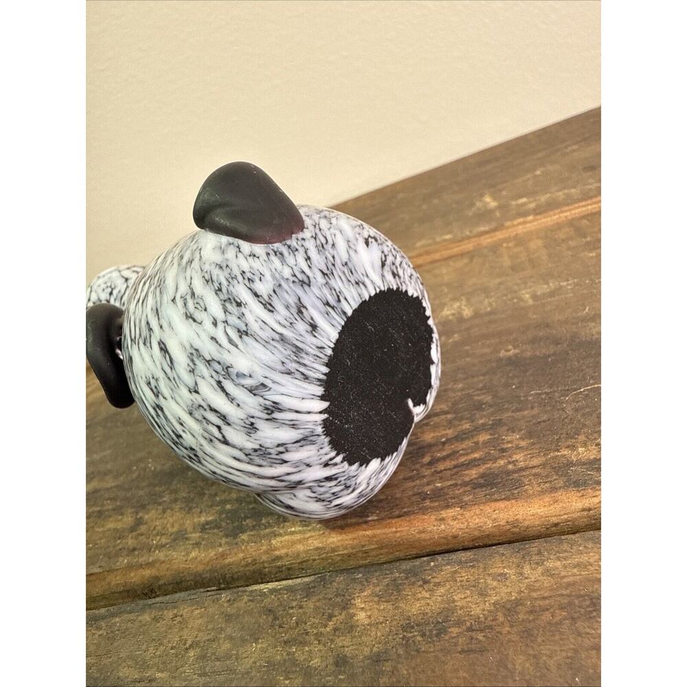 Archimede Seguso Art Glass Hound Dog Nero A Macchie Di Smalto Bianco Paperweight - Picture 10 of 10